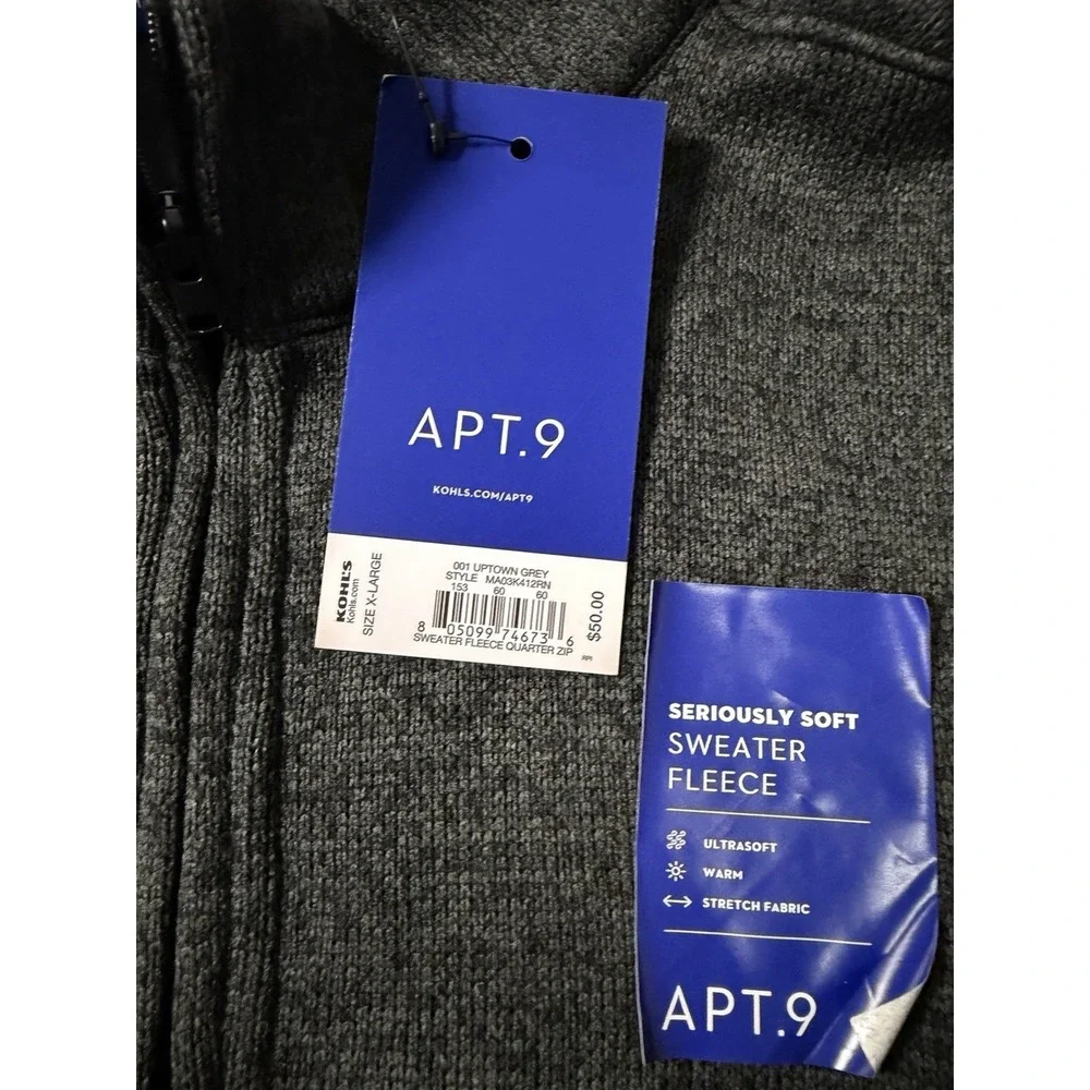 Apt. 9 Seriously Soft Fleece Sweater 1/4 Zip Men's Size X-Large Preppy Cozy